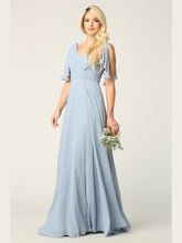 Eva USA 3345 Chiffon Bridesmaids Dress with Flutter Sleeves